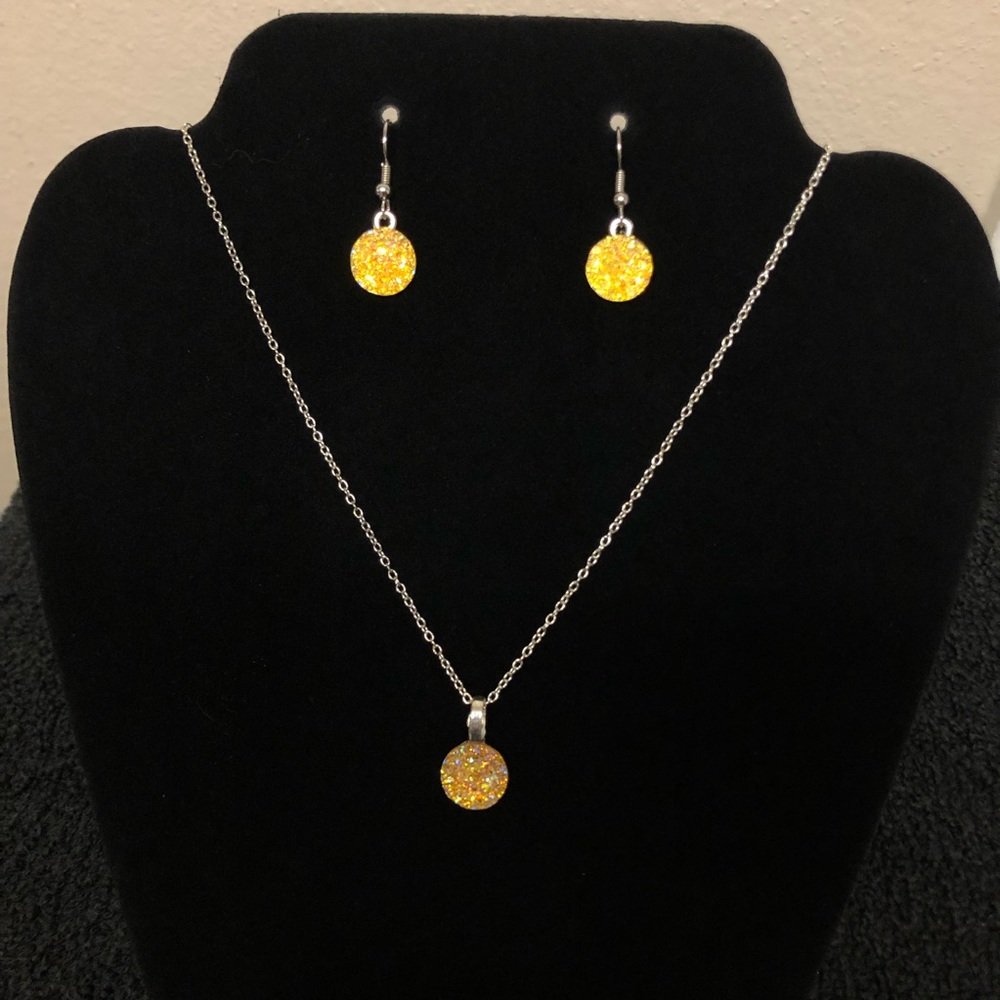 Beautiful Resin Glitter Rhinestone Jewelry Set